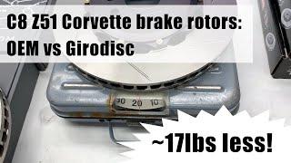 2020 Corvette C8 Z51 Girodisc 2-piece brake rotors - weight comparison