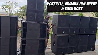 SOUND SYSTEM SET UP WITH ADMARK LINE ARRAY, YORKVILLE AND BASS BOSS CABINETS