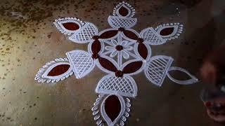 Aani madham 3*2special rangoli design flower kolam simple diya muggulu 