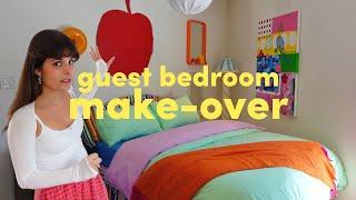 guest bedroom make over +DIY reupholstering headboard | decluttering + life updates