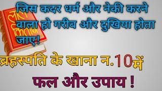 लाल किताब के अनुसार जन्म कुंडली के खाना नम्बर 10 में ब्रहस्पति के फल एवं उपाय !