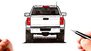 How to draw a pickup car from behind