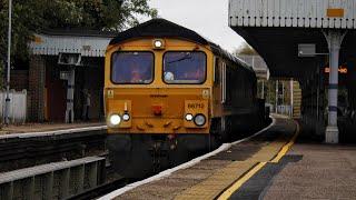 (HD) GBRf class 66712 roars through Broadstairs with loaded sleepers working 6G11 24/10/20!