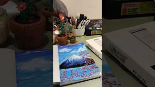 Acrylic Mountains | #acrylicpainting #mountains #cherryblossompainting #art #acrylicpaints #artist