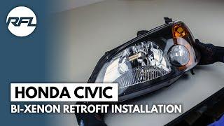 Honda Civic EM2 Coupe | HID Bi-xenon Projector Retrofit (blackout) DIY installation