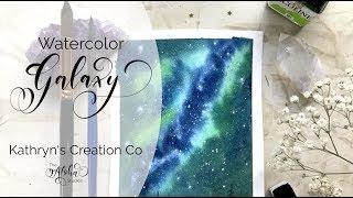 Watercolor galaxy and trees tutorial by Kathryn's Creation Co, The Aloha Studios