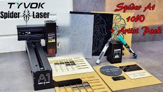 Compact and Foldable Tyvok Spider A1 Laser engraver with 10W Laser Head  and  Line Drawing module