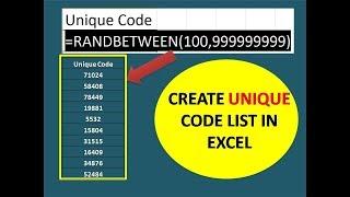 How to create a Unique code in excel/How to generate random character strings in a range in Excel