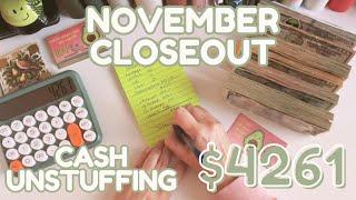  Budget Closeout + Monthly Cash Unstuffing $4261 | NOVEMBER 2024 | Single Income