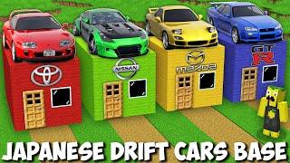 Secret JAPANESE DRIFT CARS HOUSE in Minecraft ! VEHICLE BASE !