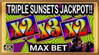 Wow! TRIPLE SUNSETS JACKPOT at MAX BET $360 Buffalo Gold Slot