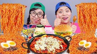 Convenience Store Spicy Noodle Chicken Hot dog Mukbang DONA