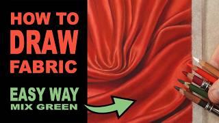 How to draw Folds in Red Fabric | Use Green for Clean Shadows.