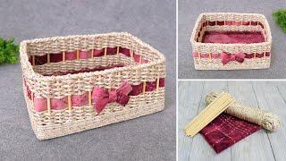 Красивая Корзинка из Бельевой Веревки - Beautiful Basket with Clothesline Rope