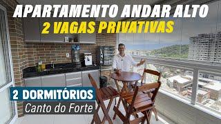 Apartamento 2 dormitórios, 2 vagas PRIVATIVAS, andar alto, no Canto do Forte, em Praia Grande/SP