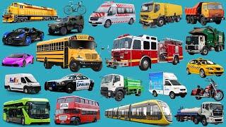 Police Cars, Ambulances, Fire Trucks, Trucks, Cars, Buses, Street Vehicles - Vehicle Name Sounds