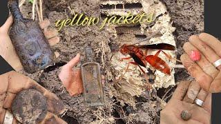 120 year old whiskey  Yellow jackets,old bottles corktops Mudlarking Oklahoma digging trash  #part2