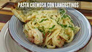 Fettuccine cremoso con langostinos | Al estilo de Cocinando con Nando