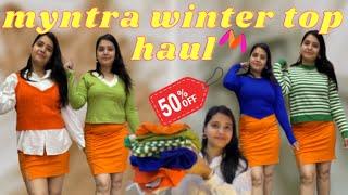 Myntra Winter Top Haul | Myntra Sweater Haul | Winter Outfits Idea | Winter tops under 500 #winterv