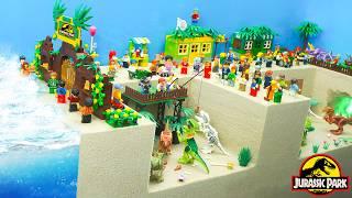 Giant Tidal Tsunami Takedown a Huge Lego Jurassic Park! - Lego Tsunami Dam Breach Experiment