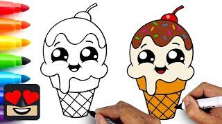 How To Draw Funny Ice Cream Cone for Beginners