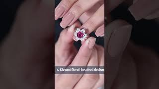 Floral Pink Tourmaline Ring Review | Diamond Halo Engagement Ring For Women