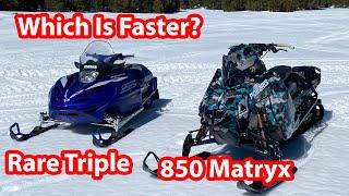 Drag Race Of Exotic Snowmobiles! Polaris Matryx 850 Twin VS Yamaha SRX 700 Triple.