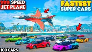 GTA 5: Fastest Super Cars Vs 999+ KMPH Rocket Jet Plane! SPEED TEST Shocking Results! GTA 5 MODS!