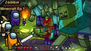 Minecraft Mutant Boss vs Among Us  Survival Mode Zombie - Animation