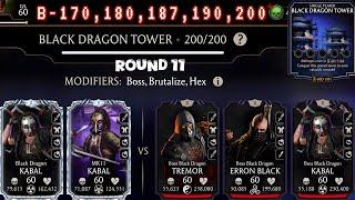 Black Dragon Tower Boss Battle 200 & 170, 190 Fight + Rewards MK Mobile