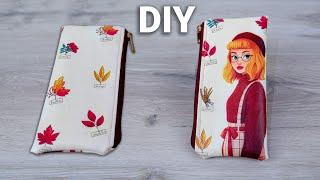 آموزش جا مدادی تخت / دوخت جامدادی ساده/ DIY flat pencil case / How to sew a flat pencil case