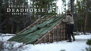 Winter Bushcraft Camp - Roof Bracing & Canvas Tarp | Entry 5 - Building Camp Deadhorse