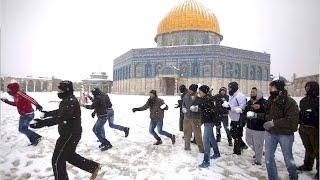 Al AQSA  Mosque Covered by Snow || Jerusalem blanketed in white after rare Snowfall