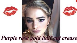 Purple rose gold half cut crease makeup look || LAUREN HANNAH