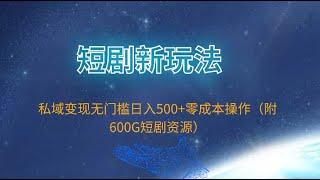 【完整版】短剧新玩法，私域变现无门槛日入500+零成本操作