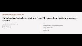 How do defendants choose their trial court? Evidence for a heuristic processing accou... | RTCL.TV