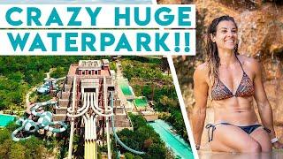 CRAZY HUGE WATERPARK - Maya Mayan Lost Kingdom LAZY RIVER, ZIPLINES & WATERSLIDES - Costa Maya