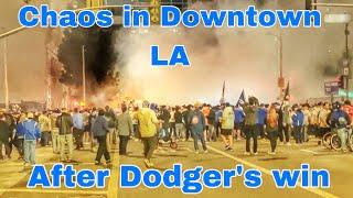 Unrest in Downtown Los Angeles after L.A. Dodgers win the World Series 2024