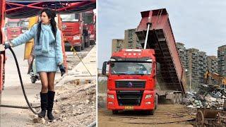 Female Truck Driver Taotao Mastering Heavy-Duty Dump Truck Operations!