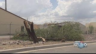 Powerful storm flips over retired F-16, leaves 'widespread' mess at DMAFB