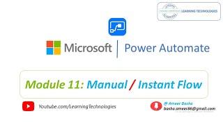 Microsoft Power Automate Tutorials || Module 11 : How to Create a Manual Flow or Instant Flow