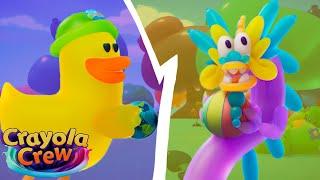 DUCK Vs. DRAGON! Balloon Battle! @CrayolaCrewOfficial | Fun & Creative Cartoons for Kids