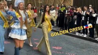 JUST IN: MISS TOURISM WORLD 2025 PHILIPPINES LEEAN JAME SANTOS SPOTTED HER GOLDEN DRESS @ THE PARADE