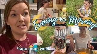 Evening to Morning (SOLO MOM WEEK) | Large Family Vlog