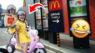 ALUNA DAN AMANDA KE DRIVE THRU NAIK MOTOR MAINAN‼️ MBAKNYA NGAKAK‼️ wkwkwk