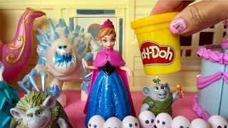 Play Doh Sparkle Princess Anna wedding dress MagiClip Dolls