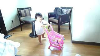 Sirmacho Jr. Jun Seo trying to walk with cart