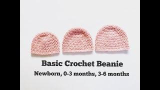 How to Crochet Basic Baby Beanie (3 sizes)
