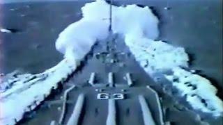 Battleship USS Missouri (BB-63) in heavy seas! - 1980s