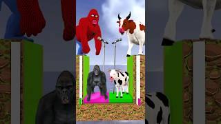 Who Do You Choose? With Spiderman Gorilla Vs Cow Cartoon Would You Rather #Spiderman #short #viral